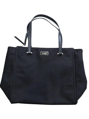 Kate Spade New York Black Nylon Double Zip-Top Shoulder Tote Bag